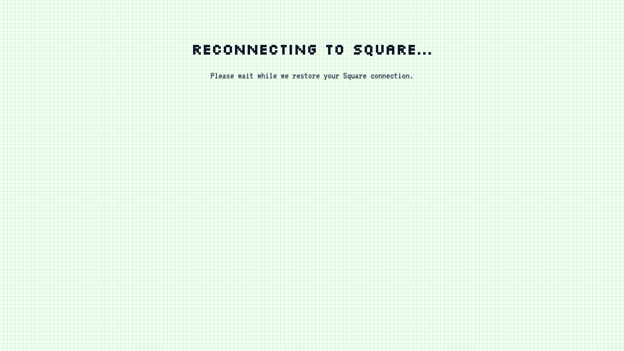 Loading page shown while reconnecting to Square